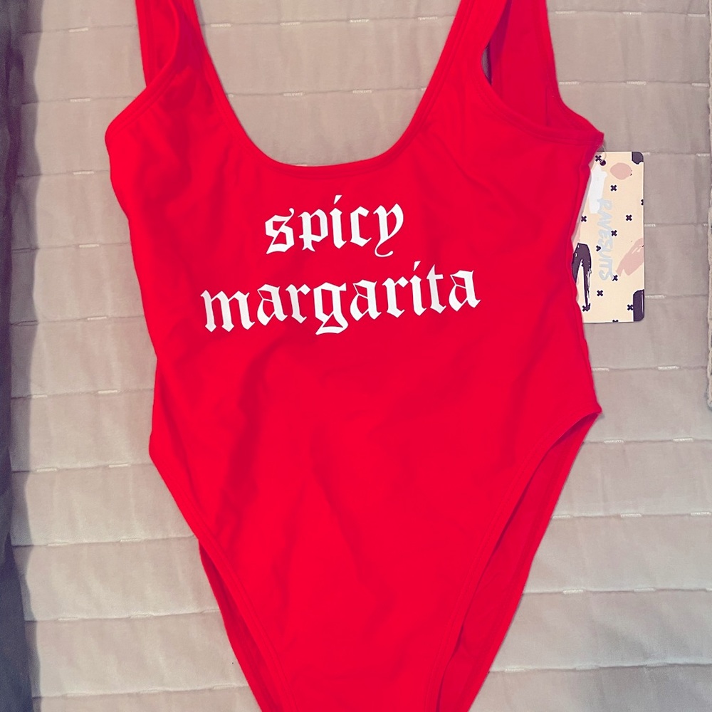 NWT Rave suit high cut one piece swimsuit size S/M Spicy Margarita